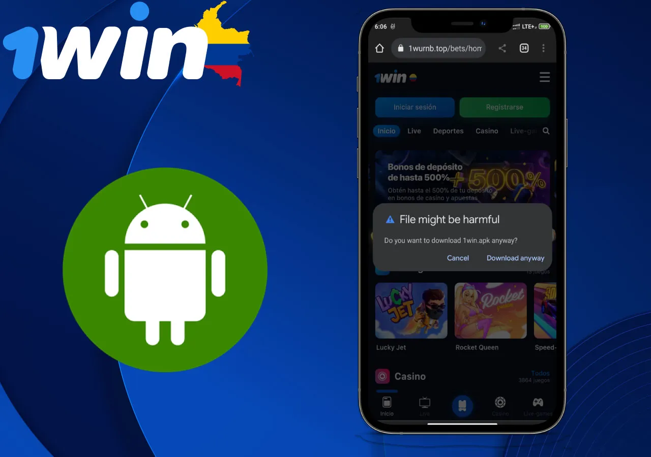 La aplicación 1Win para Android puede descargarse del sitio web