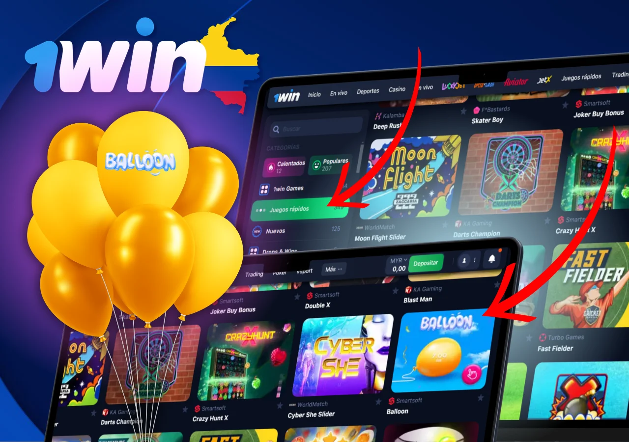 El juego 1Win Balloon te permite inflar una bola amarilla, aumentando el multiplicador hasta x10.000 con cada apuesta.