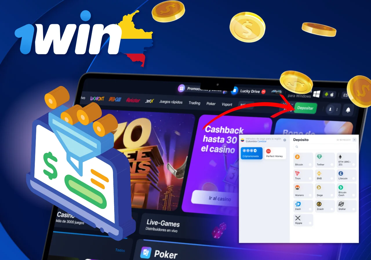 Los metodos de pago en 1Win incluyen opciones como Nequi, tarjetas bancarias y Astropay.